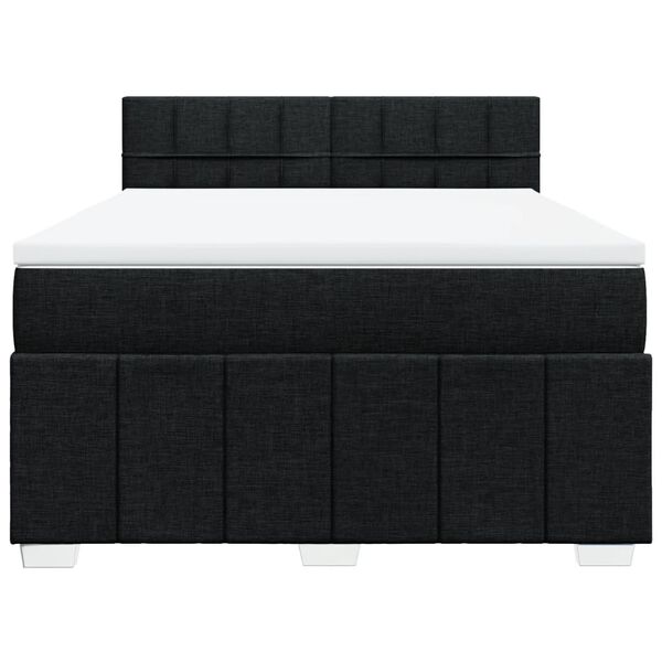 vidaXL Boxspring met matras stof zwart 140x190 cm