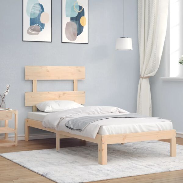vidaXL Bedframe met hoofdbord massief hout