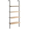 vidaXL Ladderrek met 4 schappen 64x35x152,5 cm lichtbruin en zwart