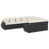 vidaXL 10-delige Loungeset met kussens poly rattan zwart