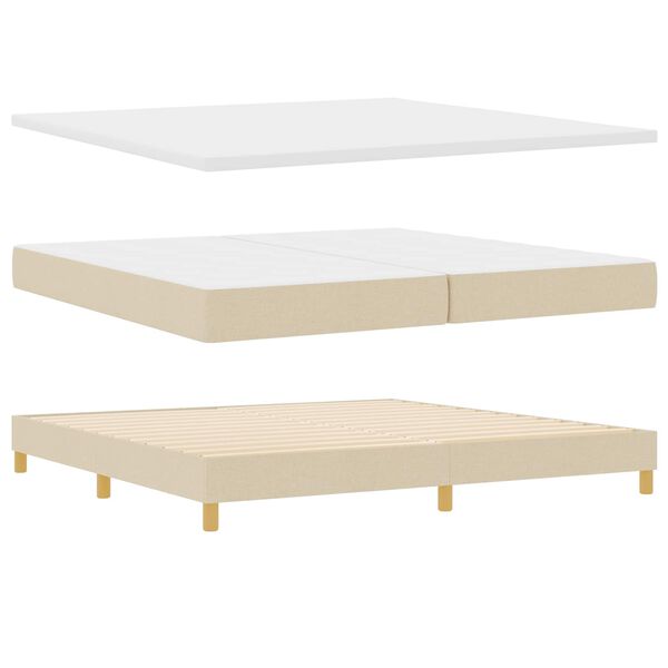vidaXL Boxspringbed met matras Cr&egrave;me 200 x 200 cm Polyester