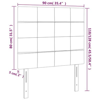 vidaXL Hoofdbord LED 90x5x118/128 cm fluweel zwart