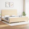 vidaXL Bedframe met hoofdeinde stof cr&egrave;mekleurig 200x200 cm
