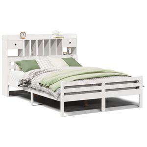 vidaXL Bed met boekenkast zonder matras grenenhout wit 150x200 cm