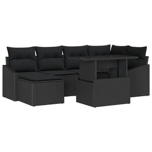 vidaXL Tuin Sofa Set 7 st Zwart poly rattan, Gepoedercoat staal