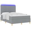 vidaXL LED Box Spring Bed met matras Lichtgrijs 140 x 200 cm Stof