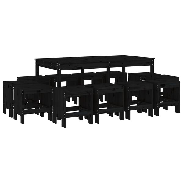 vidaXL 13-delige Tuinset massief grenenhout zwart