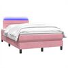 vidaXL Boxspring met matras en LED fluweel roze 120x220 cm