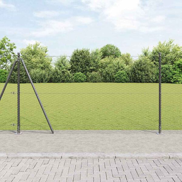 vidaXL Afrasteringspaal Grijs 100 x 1,6 m (36 mm gaas) Staal en PVC