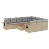 vidaXL 11-delige Loungeset met kussens poly rattan gemengd beige