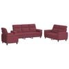vidaXL Bankstel 3 pcs Wijnrood Stof