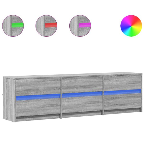 vidaXL Tv-meubel met LED 180x34x50 cm bewerkt hout grijs sonoma eiken