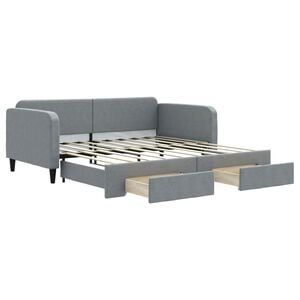 vidaXL Slaapbank met onderschuifbed lades 100x190 cm stof lichtgrijs