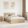 vidaXL Bedframe met hoofdeinde Sonoma 140 x 190 cm Bewerkt hout