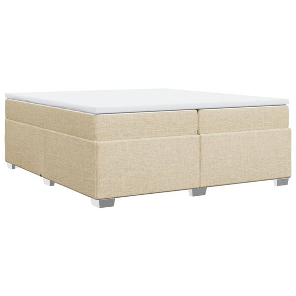 vidaXL Boxspring met matras stof cr&egrave;mekleurig 200x200 cm