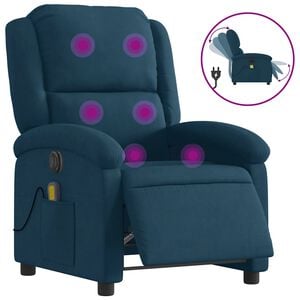 vidaXL Massagestoel elektrisch verstelbaar fluweel blauw
