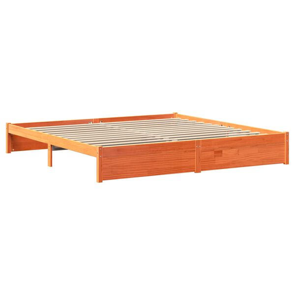 vidaXL Boekenkast Bedframe Wasbruin 200 x 200 cm Massief Vurenhout