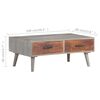 vidaXL Salontafel 100x60x40 cm massief ruw mangohout grijs