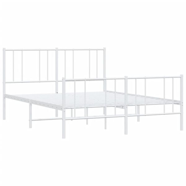 vidaXL Bedframe met hoofd- en voeteneinde metaal wit 120 x 190 cm