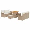 vidaXL Tuinbankenset met kussen 9 pcs Beige poly rattan