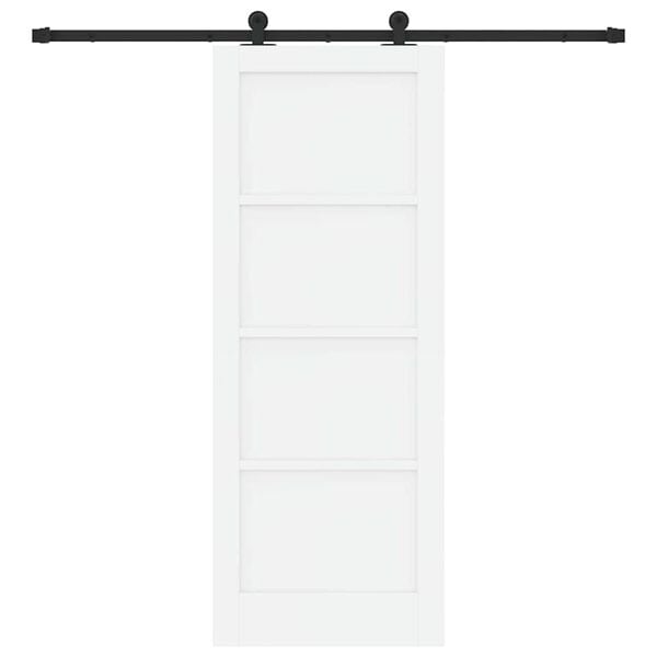 vidaXL Schuifdeur Wit en zwart 78 x 202 cm Massief grenenhout