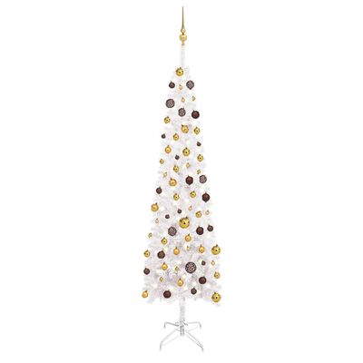 Nauwgezet Marxisme Gewoon vidaXL Kerstboom met LED's en kerstballen smal 240 cm wit online kopen |  vidaXL.be