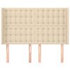vidaXL Hoofdbord met randen 147x16x118/128 cm stof cr&egrave;mekleurig