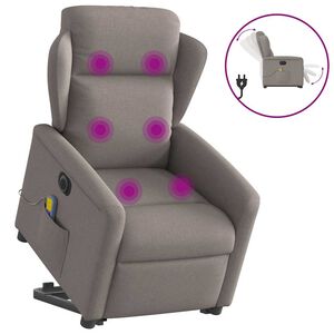 vidaXL Sta-op-massagestoel elektrisch verstelbaar stof taupe