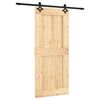 vidaXL Schuifdeur Naturel en Zwart 90 x 210 cm Massief Grenenhout
