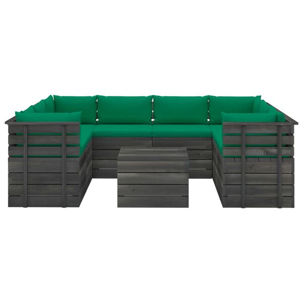 vidaXL 9-delige Loungeset met kussens pallet massief grenenhout