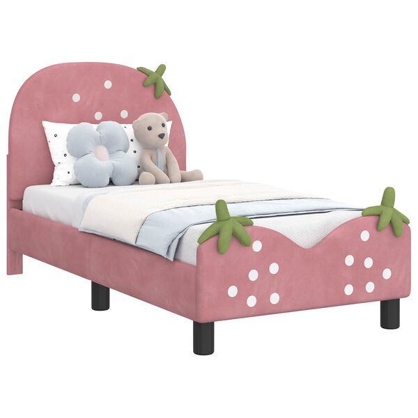 vidaXL Peuterbedframe met hoofdbord Roze 70 x 140 cm Fluweel