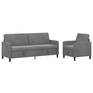 vidaXL Bankenset met opbergruimte 2 st Donkergrijs Polyester