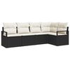 vidaXL Bankstel met kussen 5 pcs Zwart poly rattan