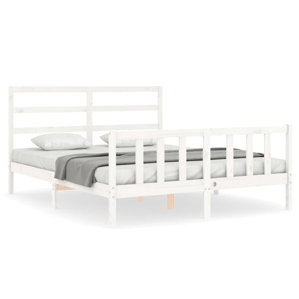 vidaXL Bedframe zonder matras massief grenenhout wit 160x200 cm