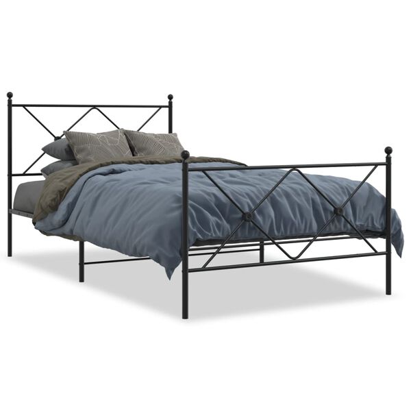 vidaXL Bedframe met hoofd- en voeteneinde metaal zwart 100x200 cm