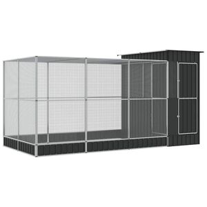 vidaXL Voli&egrave;re met verlengstuk zilver 416x203x216 cm staal
