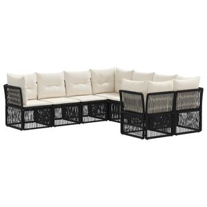 vidaXL Tuinbankenset 8 st 8-Aantal zitplaatsen Zwart poly rattan