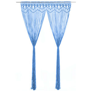 vidaXL Gordijn macram&eacute; 140x240 cm katoen blauw