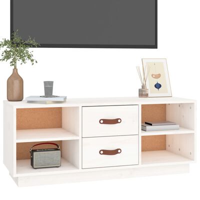 vidaXL Tv-meubel 100x34x40 cm massief grenenhout wit
