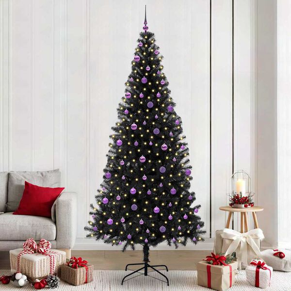 vidaXL Kerstboom met 300 LED met standaard Zwart 240 cm PVC