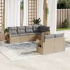 vidaXL 7-delige Loungeset met kussens poly rattan beige