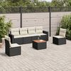 vidaXL 7-delige Loungeset met kussens poly rattan zwart