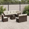 vidaXL 9-delige Loungeset met kussens poly rattan bruin