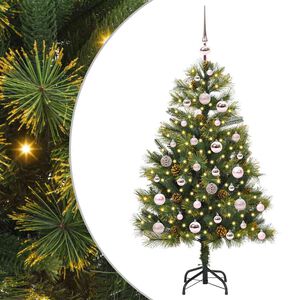 vidaXL Kunstmatige Scharnier Kerstboom met Cones Groen 120 cm