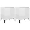 vidaXL Nachtkastjes met metalen poten 40x30x50 cm hoogglans wit