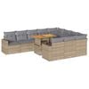 vidaXL 11-delige Tuinset met kussens poly rattan beige