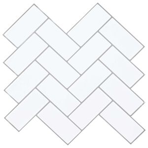 vidaXL Haringbeen Tegel 10 st Wit Grijs 30 x 30 cm Polyurethaan en PET