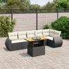 vidaXL 7-delige Loungeset met kussens poly rattan zwart