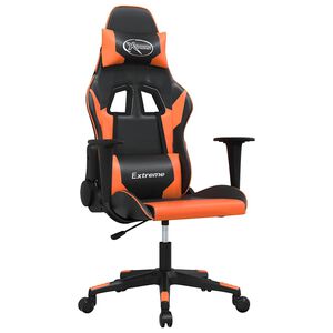 vidaXL Massage gamestoel kunstleer zwart en oranje