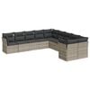 vidaXL 10-delige Loungeset met kussens poly rattan lichtgrijs